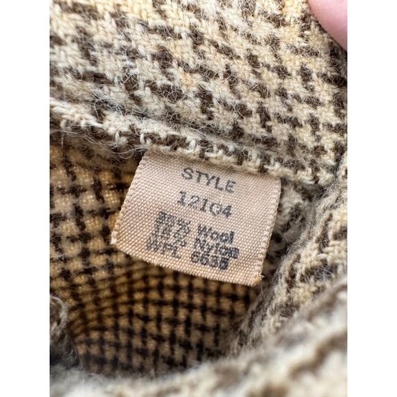 VTG Woolrich Wool Shirt Jacket Mens L Tan Houndstooth USA Made Shacket 12104 80s - Picture 4 of 5